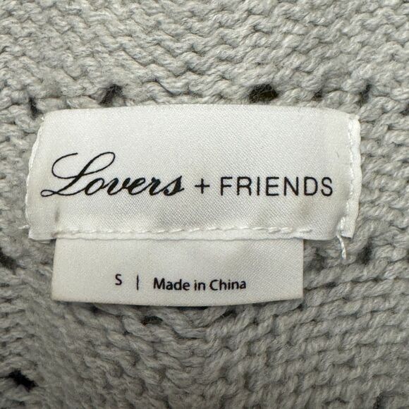 Lovers + Friends Sweater Women's Size L Gray Mock Neck Open Stitch Pullover L/S - Picture 4 of 5